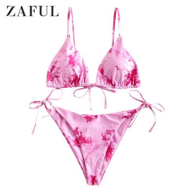 China ZAFUL Tie Dye String Swimwear Beach Wear Bikini Women Anti-UV Swimwear 2021 for sale