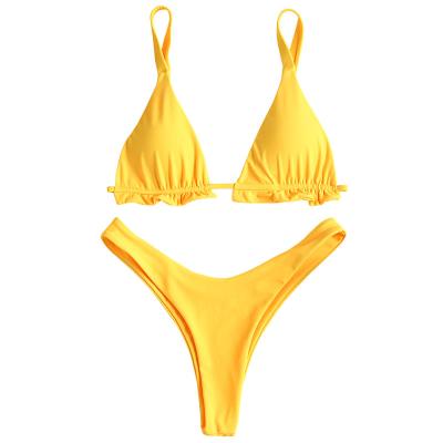 China 2021 Hot Selling Anti-UV High Leg Bikini Swimwear Ruched Swimwear for sale