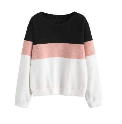 China ZAFUL Anti-Shrink Pullover Colorblock Fluffy Fleece Sweatshirt For Women for sale