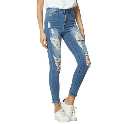 China Color Fade Proof Distressed Elasticity Skinny Denim Women Jeans for sale