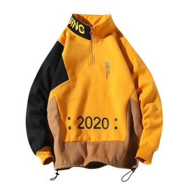 China Graphic Colorblock Anti-Shrink Letter Spliced ​​Half Zipper Mens Sweatshirt Pullover for sale