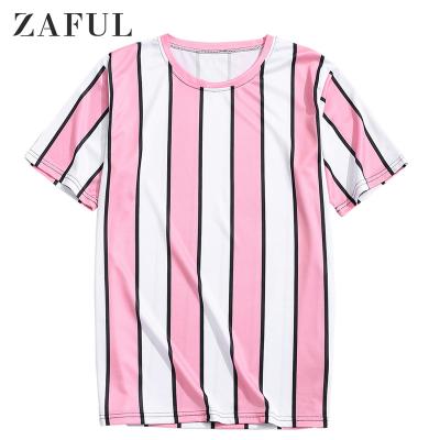 China ZAFUL Anti-Shrink Color Blocking Print Mens Clothing Striped T-Shirt for sale