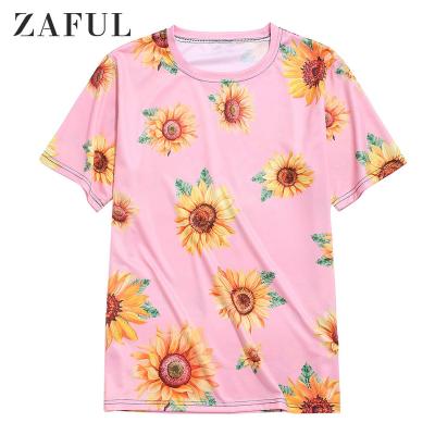 China ZAFUL Anti-Wrinkle Short Sleeve Sunflower Vacation Printed Men Sexy T-Shirt for sale