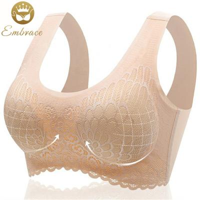 China Padded Thai Latex 4.0 Cup Ladies Full Coverage Seamless Invest Top Female Bralette Wire Free Lace Air Lift Wireless Seamless Bra for sale