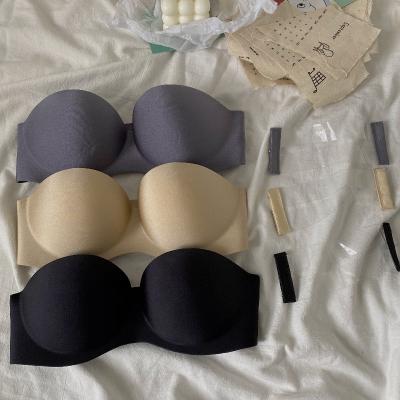 China A-D Cup Women Plus Size One-Piece Sexy Invisible Lift Up Bras Seamless Solid Strapless Bralette Half Cup Non-Slip Chest Big for sale