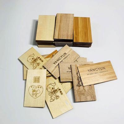 China Europe factory price wooden bamboo business name card laser cut printed on environmental protection wooden friendly wedding card for sale