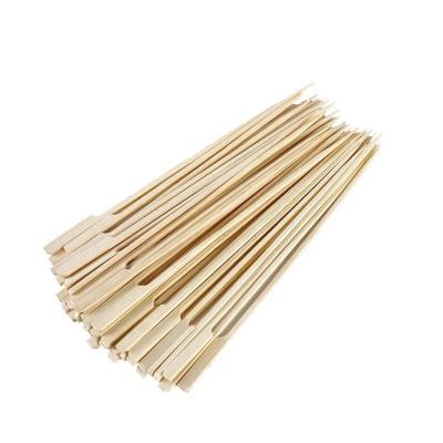 China Wholesale Eco-friendly Natural Flat Bamboo Wooden Skewer Easily Cleaned Teppo Beef Tenderloin Skewer for sale