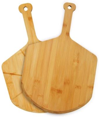 China 2 Pack Disposable Bamboo Pizza Paddle Spatula Cutting Board With Handle For Home for sale