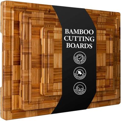 China Wholesale Butcher Viable Custom Kitchen Acacia End Grain Cutting Board Chopping Block with Juice Groove and Handle for sale