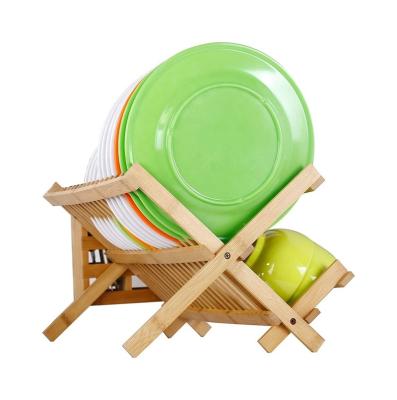 China Sustainable Custom Bamboo Folding 2-Tier Folding Drying Rack Drying Dish Rack With Utensils Flatware Rack for sale