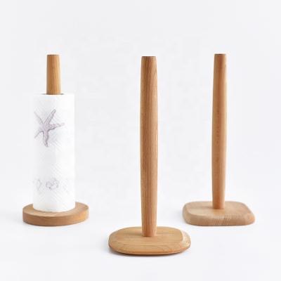 China Modern Wholesale Solid Wood Paper Towel Holder Modern Kitchen and Toilet Roll Standing Paper Towel Holder for sale