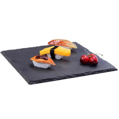 China Sustainable Hot Selling Catering Dishes Slate, Round Stone Black Slate Dish Dinner With Knife, Japanese Wedding Decorating Dishes And Dish for sale