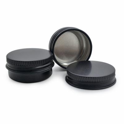 China 10ml Cosmetic In Stock Black Aluminum Cosmetic Box Aluminum Mini Round Screw Jar Cosmetic Pill Storage for sale