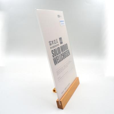 China Wooden Display Stand Menu Wooden Table Double Sided Acrylic Stand A4 Customized Size HB1152 for sale