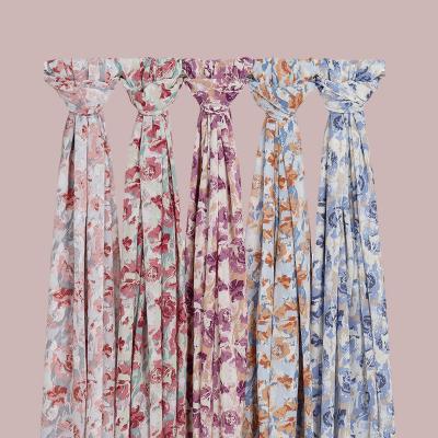 China Newest Scarf Wholesale Printing Floral Printed Malaysia Chiffon Hijab Shawl Premium Heavyweight Chiffon Scarves for sale