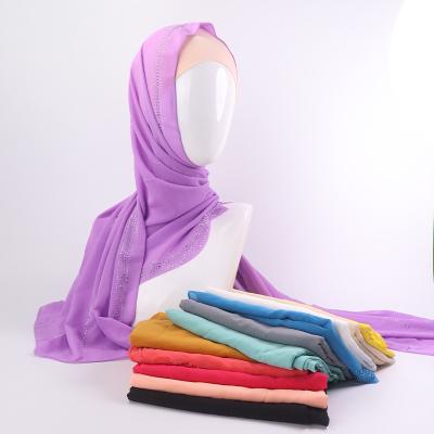 China Newest Hot Selling Islamic Muslim Women Scarf 70*180cm Premium Rhinestone Hijab Scarves Heavy Scarf For Women Wholesale Hijab for sale