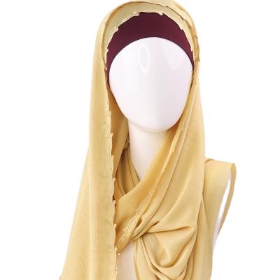 China Newest Scarf Customize Silk Satin Hijab Tudung Malaysia Sulam Muslim Hijab Embroidery Edge Designs Sulam Scarf Shawl for sale