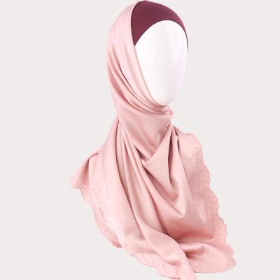 China Newest Custom Sulam Scarf Patterns Dull Embroidery Designs Tudung Hijabs Satin Sulam Shawl Long Embroidery Muslim Scarf for sale