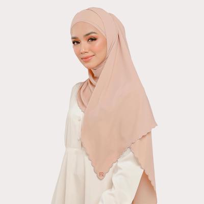 China Newest Luxury Muslim Scarf Embroidery Scallop Edge Scallop Chiffon Georgette Hijab Shawls Hijab Scarves For Women for sale