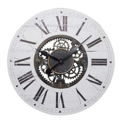 China Antique Style 20 Inch Large Reloj De Madera Gear Wall Clock MDF Wooden Clock for sale