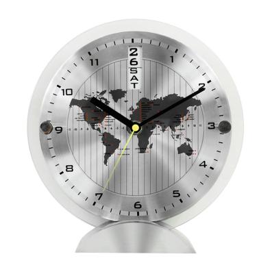 China Class modern design aluminum material with calendar desk and glass table clock for home decoration for sale