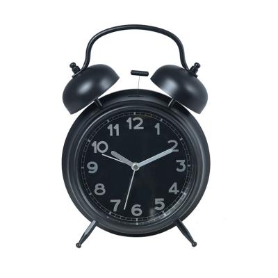 China Antique Style Custom Vintage Bell Twin High Low Light Alarm Clock On Desk And Table Clock for sale