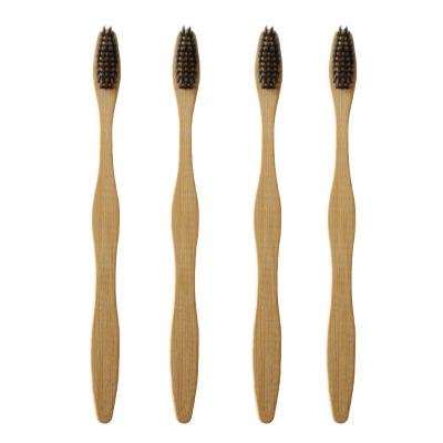 China Eco-Friendly Bamboo Toothbrush / Biogradable Bamboo Charcoal Handle Stiffens Logo Printing Toothbrush for sale