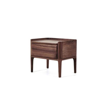 China Newest Design Durable Good Quality Bedroom Clear Paint Walnut Bedside Table Nightstands for sale