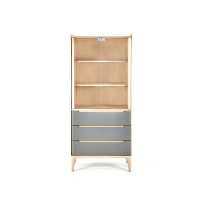 China Living Room Furniture Durable Wood Shelf Cabinet Glass Bookcase With Drawers for sale