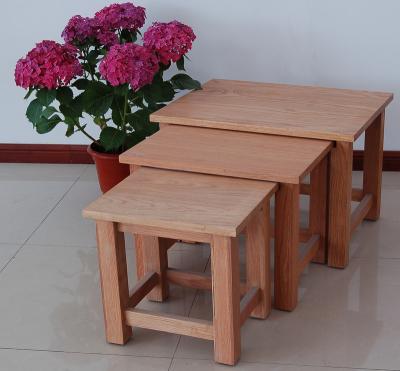 China 3 Piece Extendable Solid Modern Oak Wood Rectangular Tea Table Nesting Side Tables Coffee Tables for sale