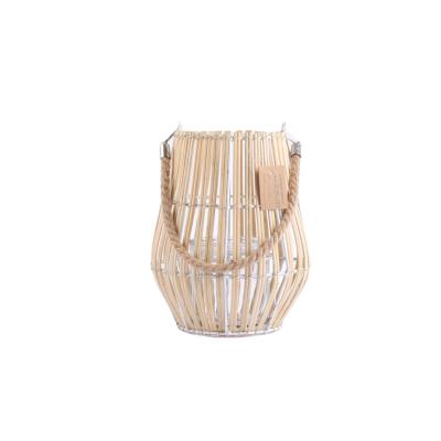 China Classic Home Decoration Willow Woven Candle Holder Rustic Wooden Candle Lantern for sale