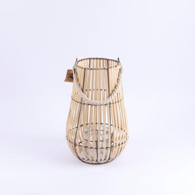 China Vintage Rattan Indoor Natural Decoration Classic Hanging Bamboo Lantern For Candle for sale