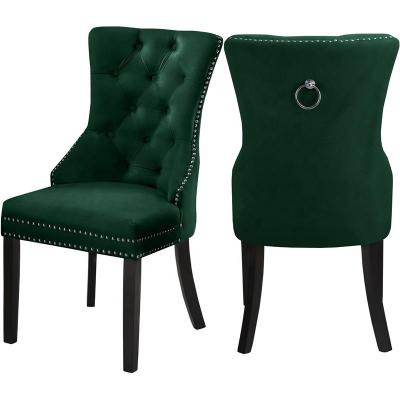 China Luxury Green Colorful Velvet Green Tuffted Back Furniture Dining Chairs for sale