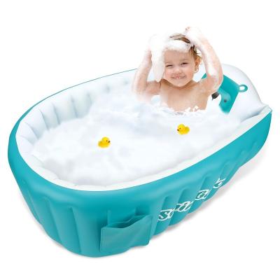 China Rest at 45'; ° Kingpou 2021 Angle Focus Foldable Design 0.35MM PVC EN71/CE Child Baby Bath Seat Inflatable Bathtub for sale