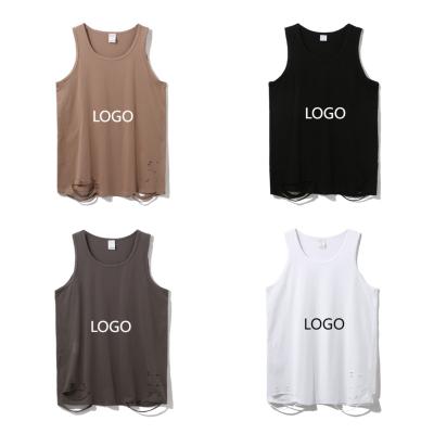 China QUICK DRY 100% Cotton Custom Logo Sports Plus Size Breathable Gym Tank Top Sleeveless Solid Sport Wear Vest For Man for sale