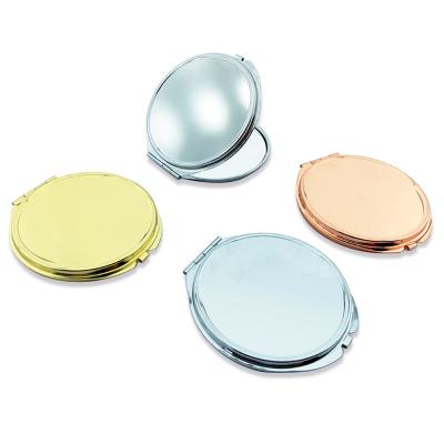 China Wholesale Creative Portable Mini Vintage Round Golden Metal Hand Double Sided Mounted Golden Mirror for sale