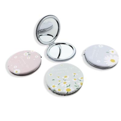 China Wholesale Double Sided Mini Pocket Square Hand Mirror Cosmetic Plastic Handle With LogoMake Up MirrorCute Purse Mirrors for sale