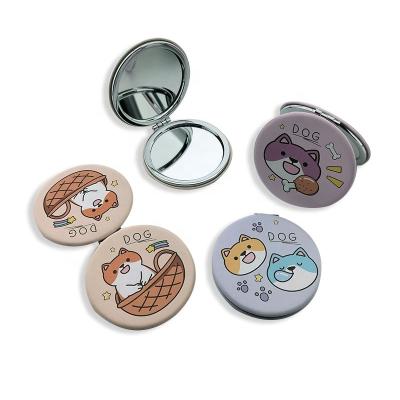 China Double Sided Portable Round Folded Compact Mirrors Offset Personalized GiftRound Compact MirrorPlain Metal Mirror for sale