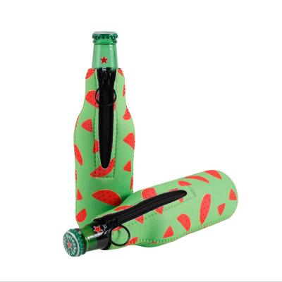 China Insulated Spot Wholesale Neoprene Beer Bottle Can Cooler Wine Bottle Sleeve With Zippers Beer Can Holder Bags for sale