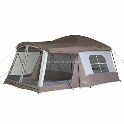 China Family Double Layer Leisure 2 Diagonal Bracing Type 8 Room 10 Person Camping Cabin House Shape Tent for sale