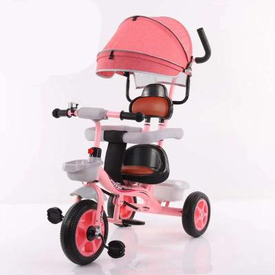 China Backrest or no baby tricycle for 1-3 years with canopy kids metal tricycle kids car foldable baby toys for sale