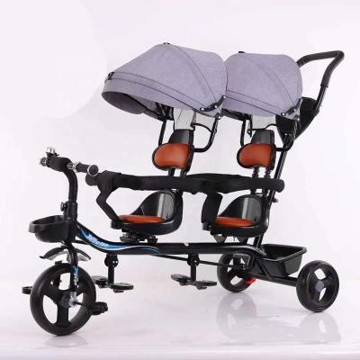 China Backrest Or No Baby Twins Tricycle Two Seats Baby Tricycle Double Seats 3 Wheels Best Selling Tricycle for sale