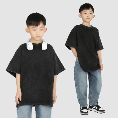 China ET-065 Little Boys Cute Vintage Anti-Shrink T-shirt Acid Wash Bamboo Cotton T-shirt For Kids Baby Clothing Tees for sale