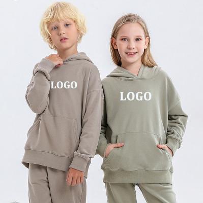 China EH-073 Solid Color Logo Children's Winter Clothing Baby Hoodies&Sweatshirts Plain Pullover Anti-Shrink Plain Hoodie for sale