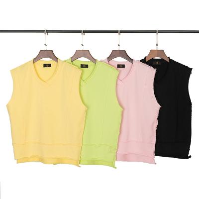 China Wholesale Price ET-077 Color Sizing Anti-Shrink Custom Logo 550 gsm Cotton Baby No Sleeve T-shirt Kids Tank Top Sleeveless Plain T-shirt BO for sale