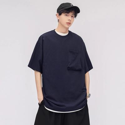 China Anti-pilling US Size ET-079 T Shirt With Pocket 3D Drop Shoulder Oversized 320gsm T Shirts For Men Women T Shirt for sale