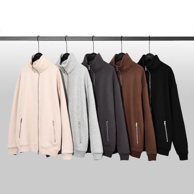 China EH-071 Anti-Wrinkle Stand Collar Full Zipper Heavy Cotton Fleece Hoodie Plus Size Men's Hoodies and Sweatshirts Pullover for sale