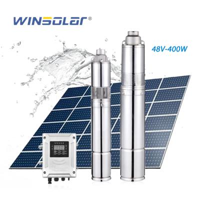 China WINSOLAR 48v 400w Family Homes Stainless Screw Borehole Solar Agricultural Water Pump for sale