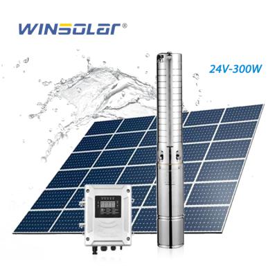 China Stainless Steel Solar Water Pumping Machine Deep Well DC Impeller Pump Set for sale