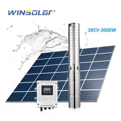 China Family Homes WINSOLAR DC 3000w 260m 4 Inch Solar Deep Well Pump Motor System for sale